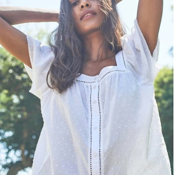 NWT Michael Stars Patsy White Cotton Top Sz. S - Picture 3 of 9